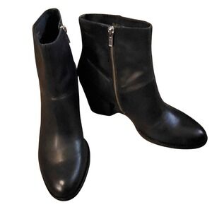 Frye Black Leather Ankle Boots Side Zip Heeled Booties Classic Style Size 10 New